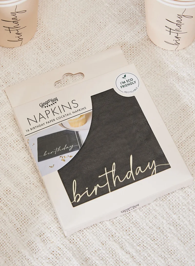 Ginger Ray Cocktail Napkin - Birthday - Black And Nude