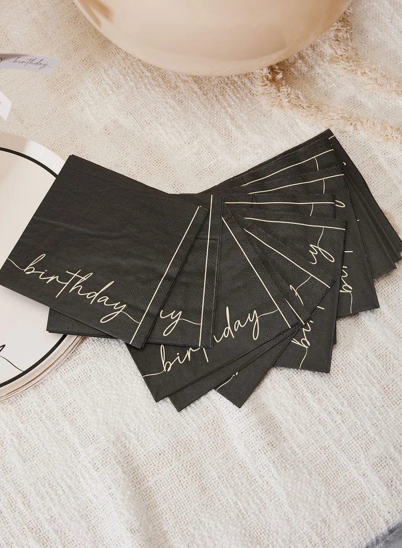 Ginger Ray Cocktail Napkin - Birthday - Black And Nude