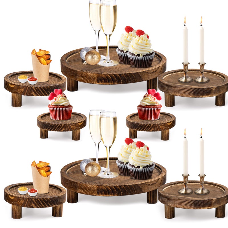 HAOPENGYOU 8PCS Wooden Risers for Display Wood Cake Stand for Party Round Food Risers for Buffet Wooden Holder Rustic Riser for Decor Tiered Tray Decor Home Kitchen (Rustic, 8 PCS (10", 8â€, 6â€, 5â€)) - Image 1