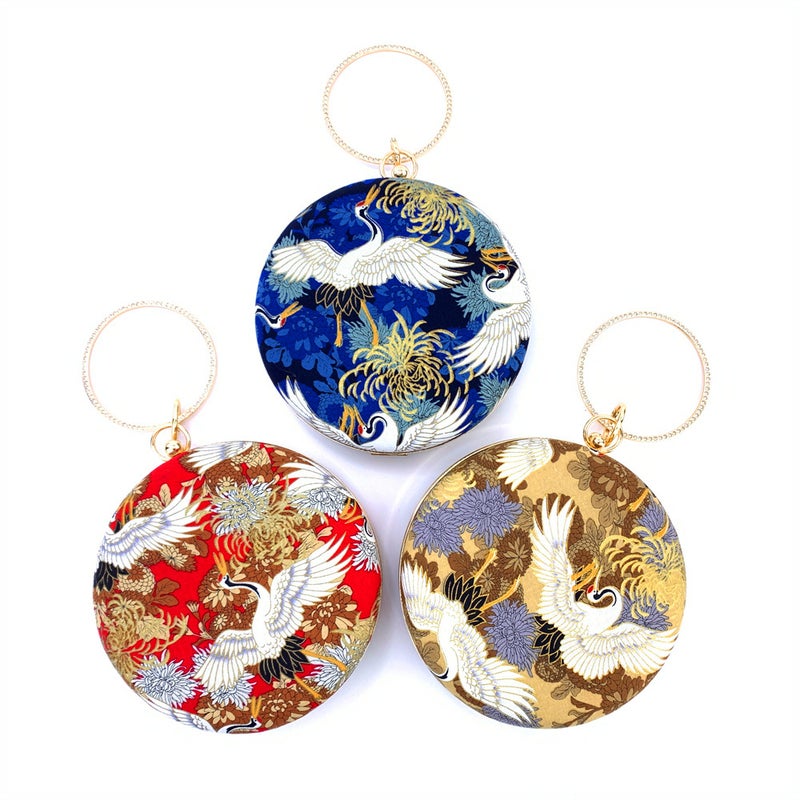 New Hengmei Handbag Crane Printed Small Round Bag Banquet Evening Bag Chinese Style Ladies Chain Live Broadcast - Image 5