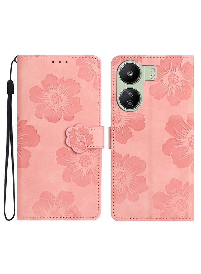 Case For Xiaomi Redmi 13C 4G Flower Embossing Pattern Leather Phone Case