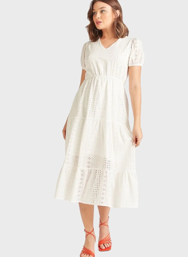 2Xtremz V-Neck Openwork Dress