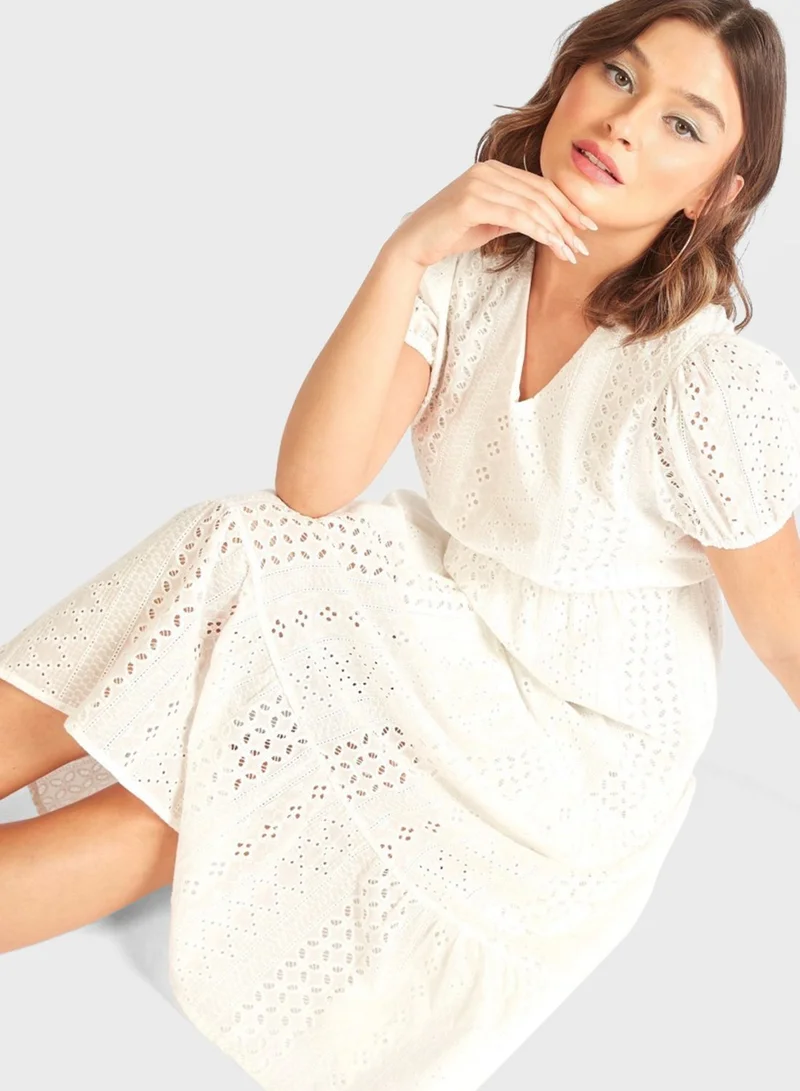 2Xtremz V-Neck Openwork Dress