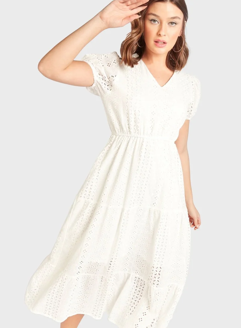 2Xtremz V-Neck Openwork Dress