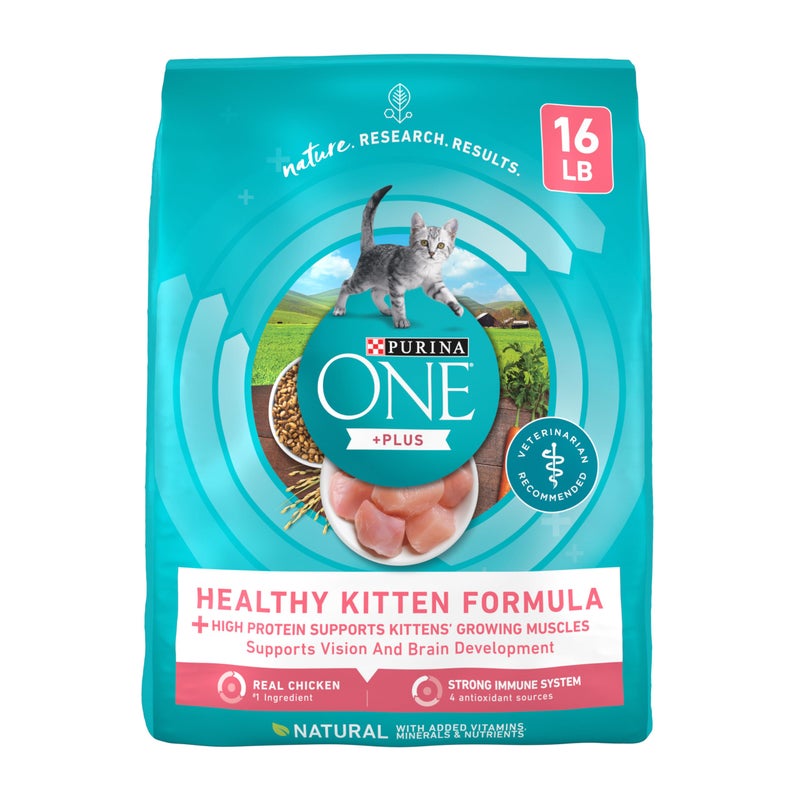 Purina ONE High Protein, Natural Dry Kitten Food, +Plus Healthy Kitten Formula - 16 lb. Bag - Image 1