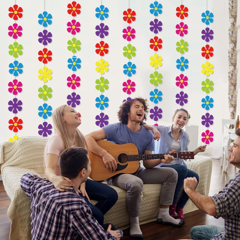 Tevxj 12 عبوة من زينة ورق الزهور مجموعة زينة زهور الربيع قصاصات ورق 60s لافتات حفلة الهيبيز المذهلة دوامات الهيبيز المعلقة السلام والمحبة لحفلة عيد الميلاد حفلة استقبال المولود لوازم المنزل - Image 3