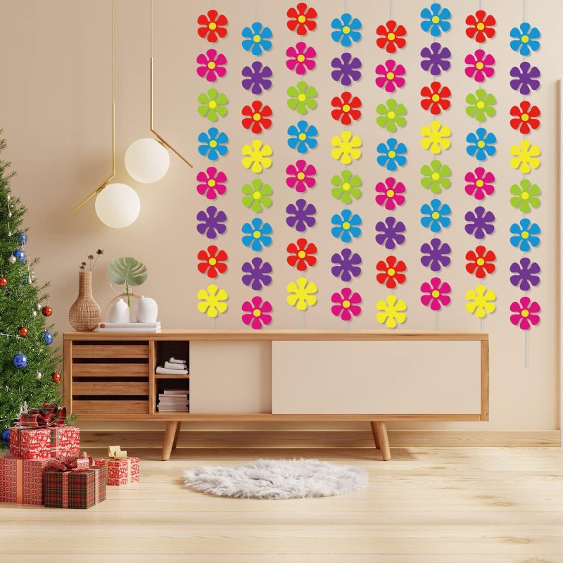 Tevxj 12 عبوة من زينة ورق الزهور مجموعة زينة زهور الربيع قصاصات ورق 60s لافتات حفلة الهيبيز المذهلة دوامات الهيبيز المعلقة السلام والمحبة لحفلة عيد الميلاد حفلة استقبال المولود لوازم المنزل - Image 4