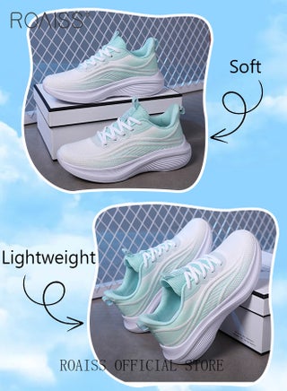 Women Stylish Low Top Sneakers, Lightweight Breathable Trainers for Ladies, Lace up Non Slip Sports Shoes, Shock Absorbing Athletic Shoes with Soft Lining, Suitable for Daily Wear, Running and Outdoor Activities - view 4