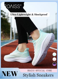 roaiss Ultra Lightweight Running Shoes for Women Shock Absorbing Soft Sole Sneakers for Jogging and Casual Wear Girls Gradient Color Mesh Breathable Anti Slip Tennis Sports Shoes  - Image 1