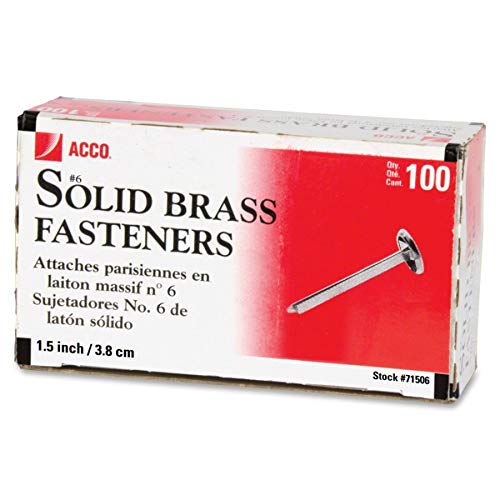 ACCO Brands ACCO Solid Brass Fasteners, 1 1/2-Inch Capacity, 100 Count (A7071506) - Image 4