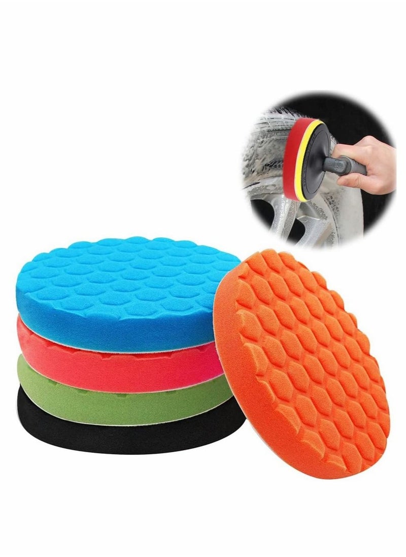 Excefore - 150mm Polishing Pad, 5Pcs Hex Logic Polishing Sponges Saving Wax Replaceable Car Polishing Pad Foam Set For Eccentric Polishing Machine Grinder - Car Polishing Professional Set - Image 1