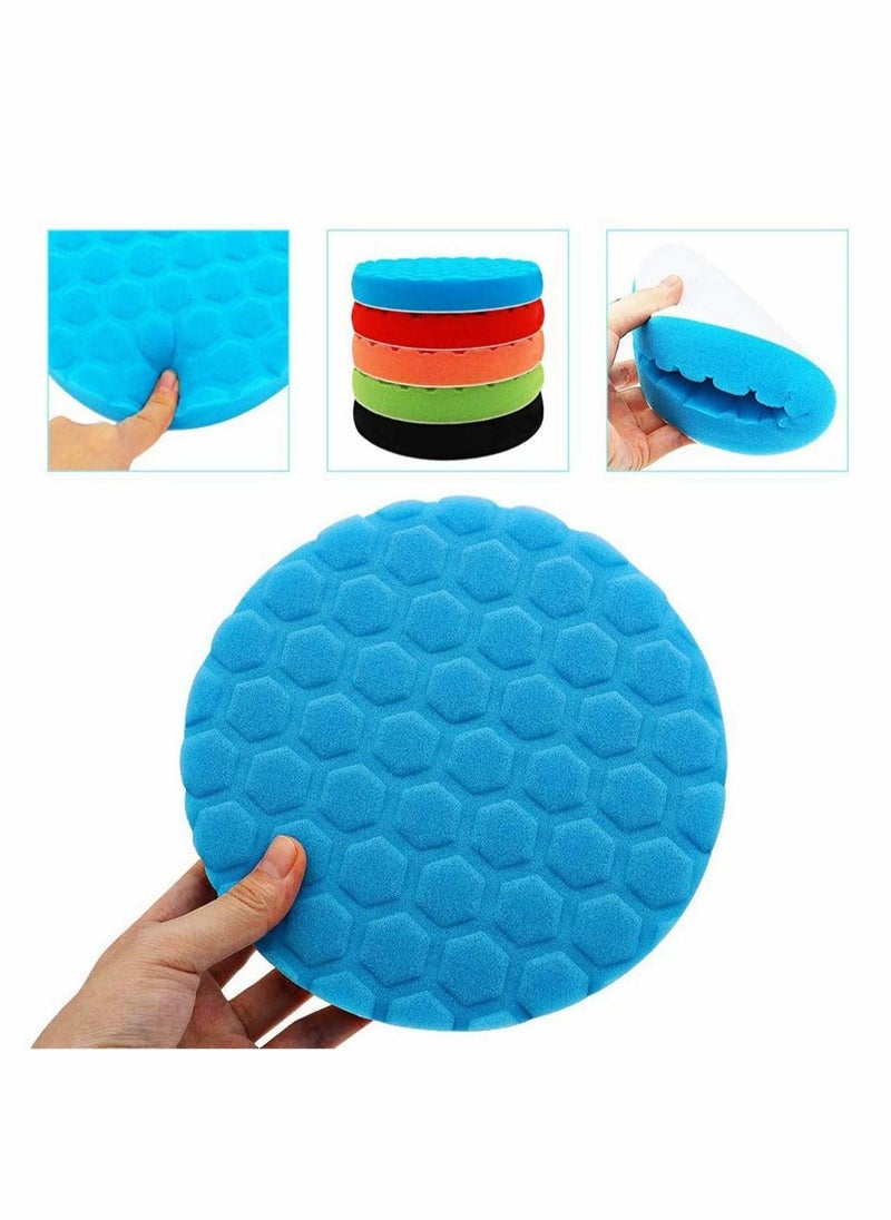 Excefore - 150mm Polishing Pad, 5Pcs Hex Logic Polishing Sponges Saving Wax Replaceable Car Polishing Pad Foam Set For Eccentric Polishing Machine Grinder - Car Polishing Professional Set - Image 1