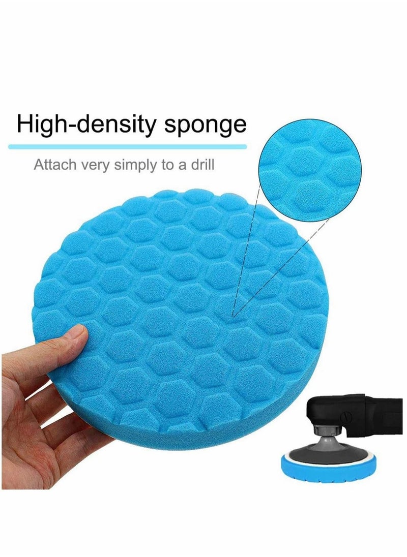 Excefore - 150mm Polishing Pad, 5Pcs Hex Logic Polishing Sponges Saving Wax Replaceable Car Polishing Pad Foam Set For Eccentric Polishing Machine Grinder - Car Polishing Professional Set - Image 1