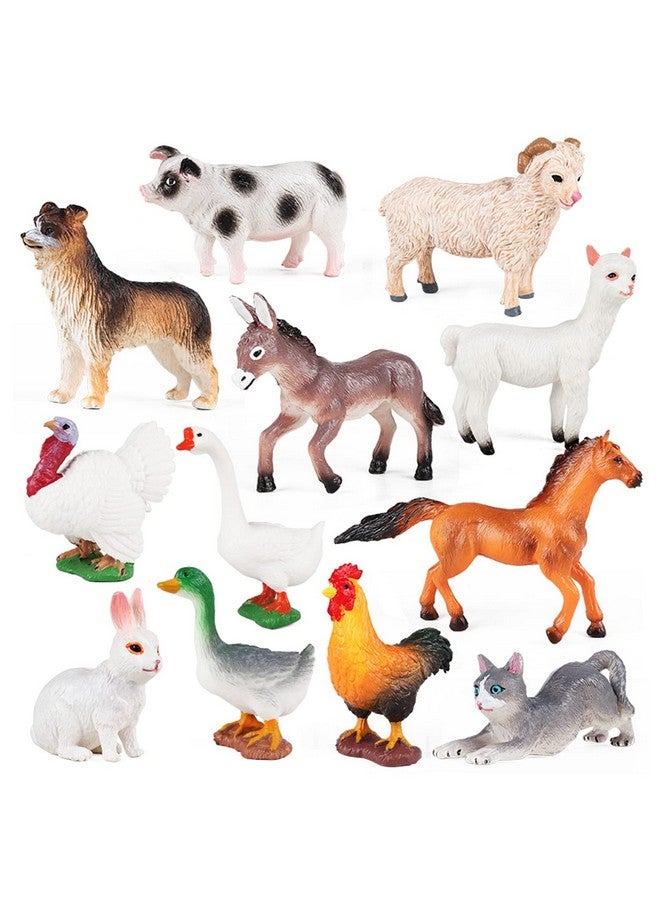 SIENON 12Pcs Farm Animal Figures Toys Realistic Plastic Cattle Figurines Educational Learning Toy Playset, Cake Decorations for Birthday Christmas Easter Egg Party Favors - Image 1