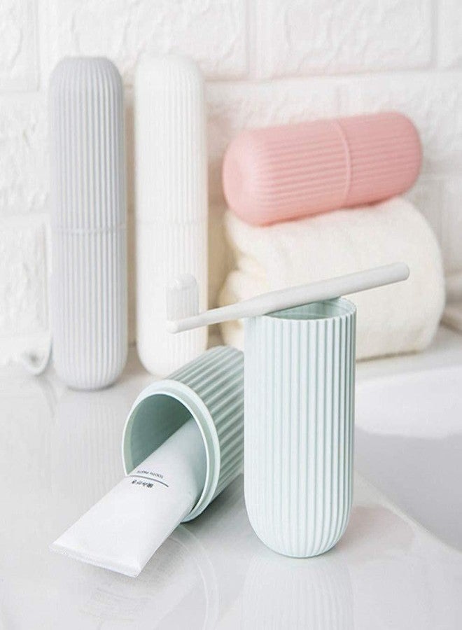 JOYUS Capsule Shape Travel Toothbrush Case Cover Holder Portable Dust-Proof Toothbrush Toothpaste Storage Box Container Bathroom Organizer Accessories, Random Color, Pack of 3 - Image 2