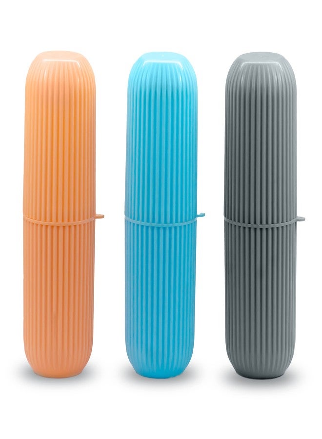 JOYUS Capsule Shape Travel Toothbrush Case Cover Holder Portable Dust-Proof Toothbrush Toothpaste Storage Box Container Bathroom Organizer Accessories, Random Color, Pack of 3 - Image 1