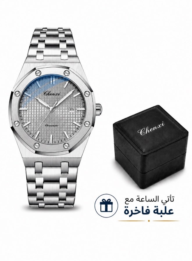 Chenxi Men’s Quartz Wrist Watch with Luxury Modern Design, Water Resistant, Scratch-Resistant Glass, Full Stainless Steel with Elegant Box - Image 1