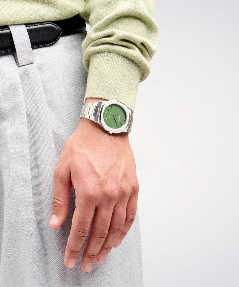 D1 Milano Ultra Thin Unisex Luxury Watch, Stainless Steel Case, Quartz Movement, Stainless Steel Strap, 50M Water Resistant Timepiece, Green Dial, 2 Years Warranty - UTBJ06 - Image 5