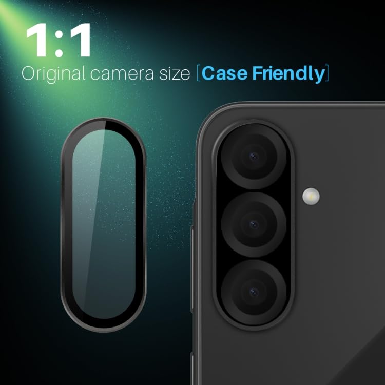 FabeKee Tempered Glass Camera Lens Protector For Samsung Galaxy A36 5G 9H Hardness, Full Coverage Anti Scratch Camera Metal Ring (Black) - Image 4