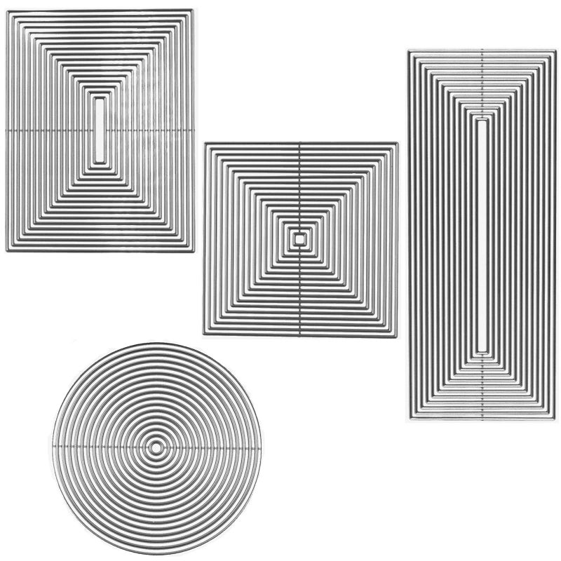 CYFUN DESIGN 4 Sets Nesting Basics Dies for Card Making Round Square Rectangle Bundle Metal Cutting Dies for Paper Crafting DIY Scrapbooking Metal Mould for DIY Scrapbook Album Paper Card Embossing Die Cuts Punch