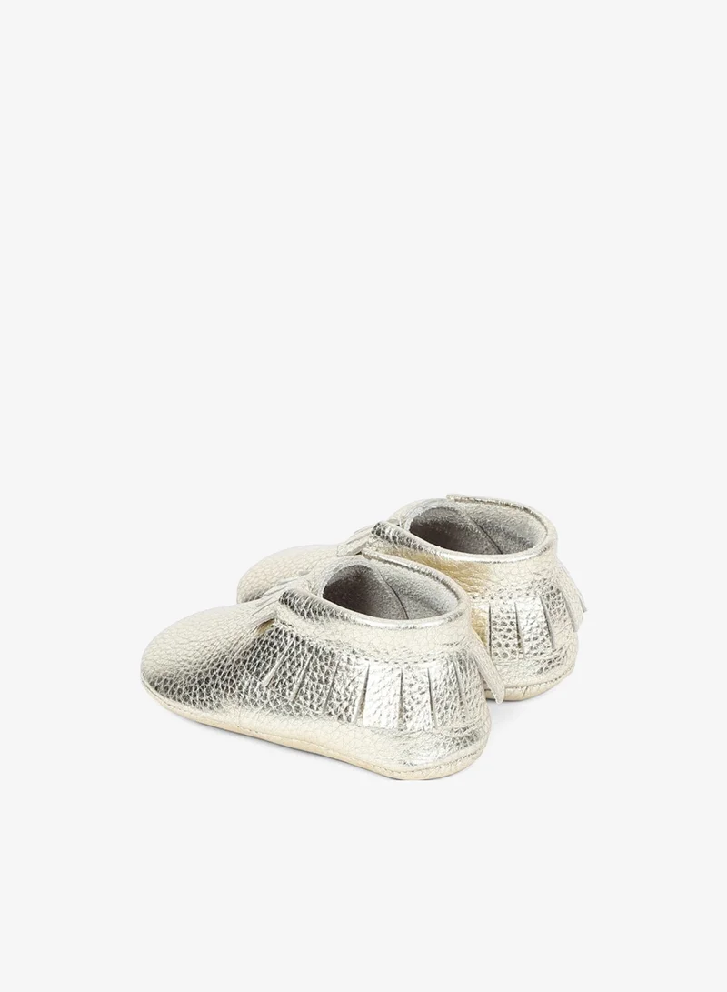 Yoyo Junior Gold Genuine Leather Moccassins