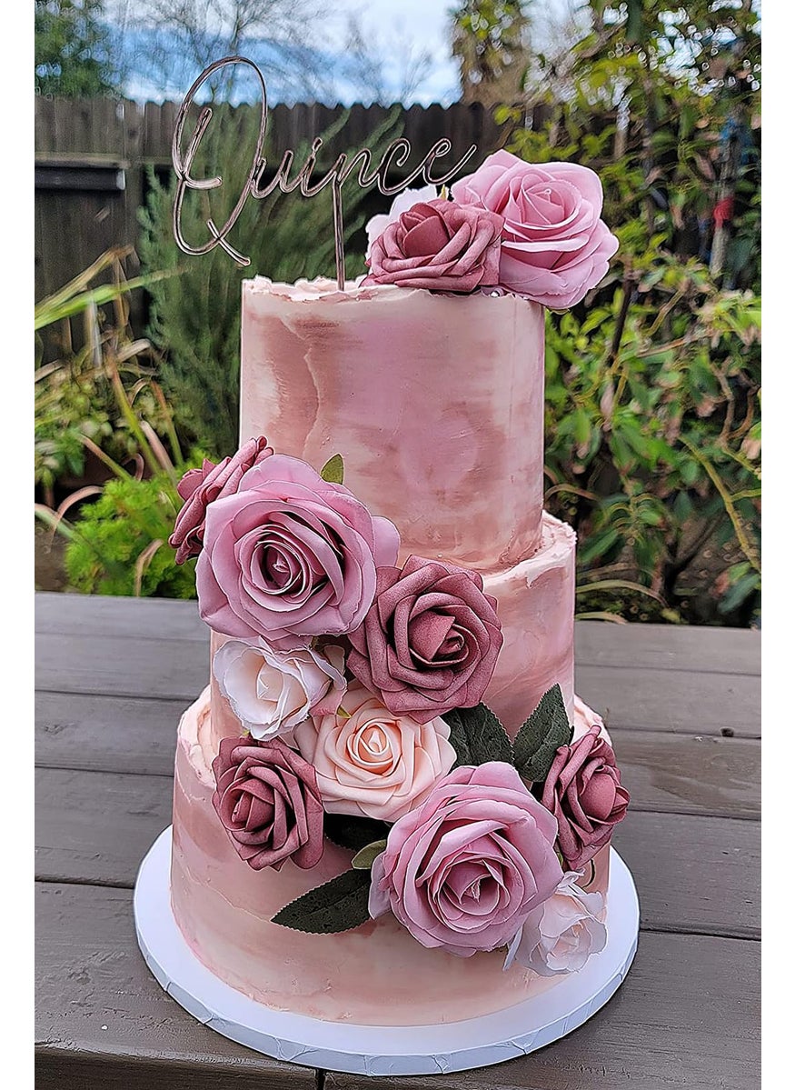 FACINOC FACINOC Roses Artificial Flowers Dusty Pink Bouquet Box Set for DIY Bridal Wedding Shower Decorations Fake Floral Arrangements for Party Table Centerpieces Home Decor Indoor Outdoor Blush  - Image 2