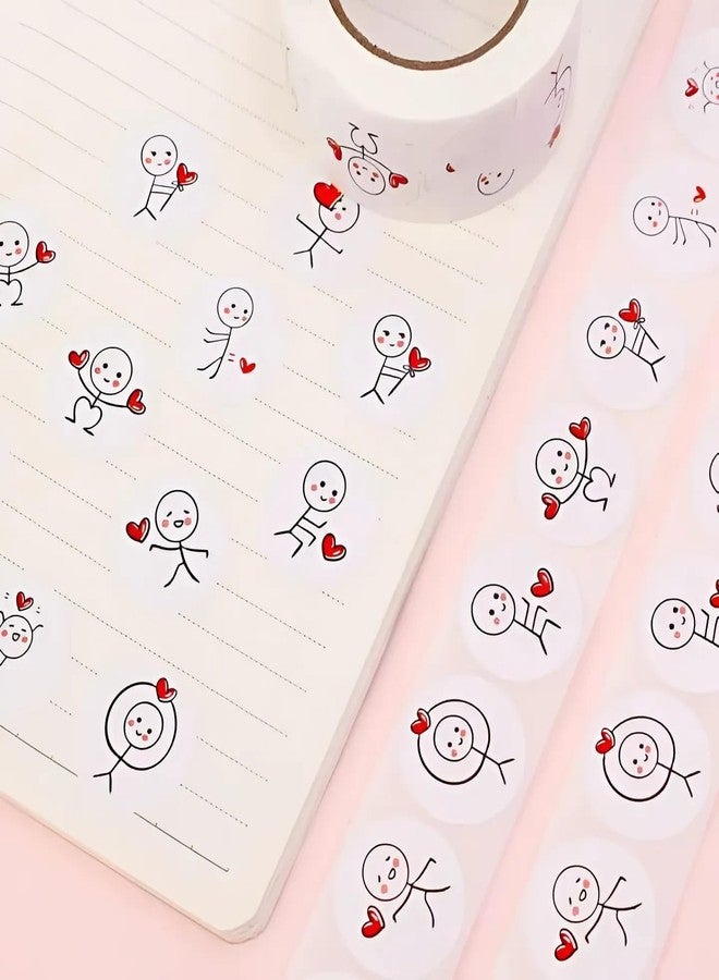2heet 500 Pcs 1-Inch Thank You for Supporting My Business Gift Stickers – Perfect Handmade Paper Labels for Crafting, Card Making, and Packaging (Stickmen with Heart) - Image 3