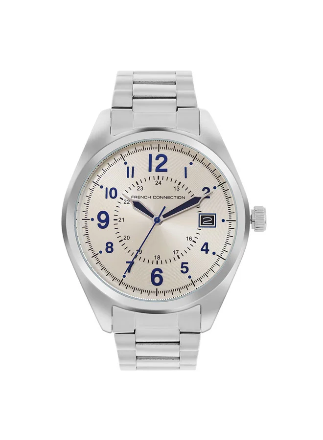 French Connection 42mm Men's Quartz Watch with Silver Dial