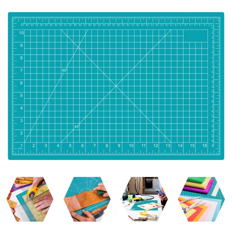 AMASEWART 18"x12" Self Healing Cutting Mat, Sewing Mat for Crafts, Double Sided 5-Ply Table Cutting Board for Fabric Quilting Leather Modeling Hobby Project, Turquoise - Image 1