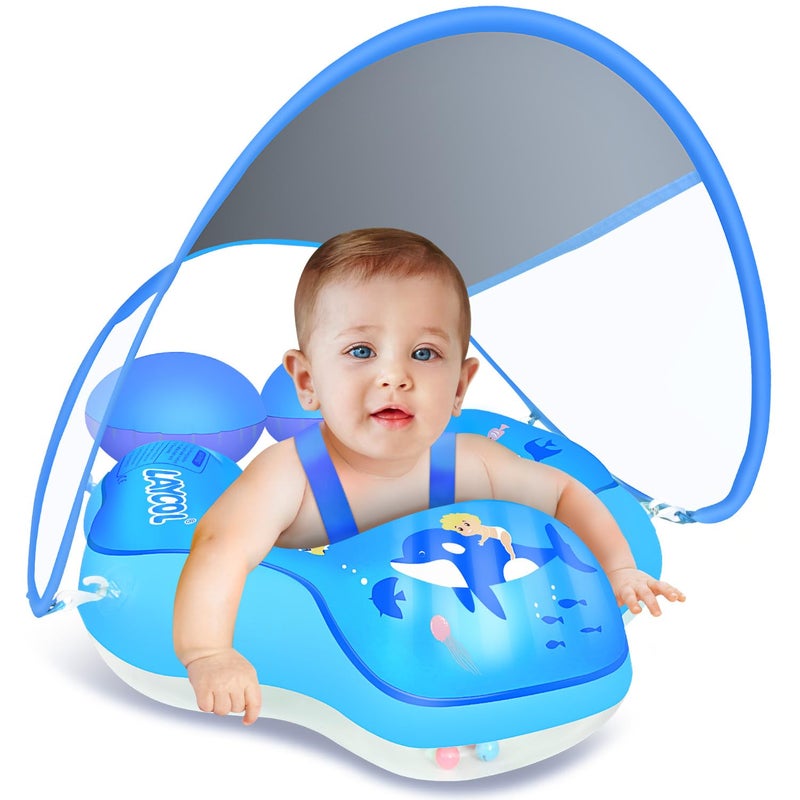 LAYCOL Baby Pool Float with Canopy UPF 50 Sun Protection Baby Float with Five Safety Protection Antiflip SafeInfants Swimming Floats for Infant 336 Months Boys and Girls - Image 2