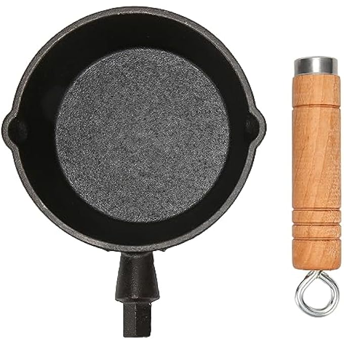 Sorandy Steel Mini Egg And Omelet Frying Pan Cast Iron Skillet With Drip Spouts Wooden Handle Non Stick 13*4Cm - Image 4