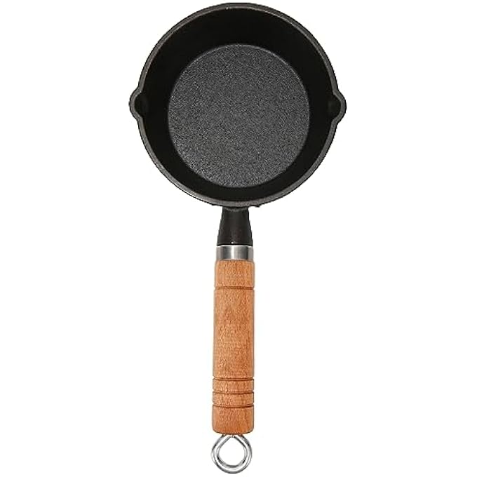 Sorandy Steel Mini Egg And Omelet Frying Pan Cast Iron Skillet With Drip Spouts Wooden Handle Non Stick 13*4Cm - Image 2