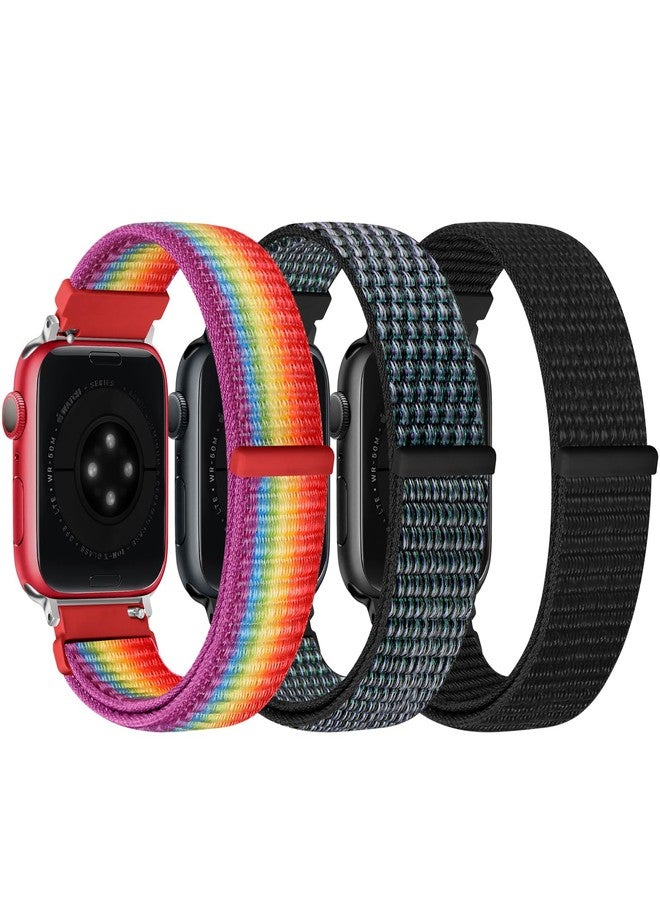 Bcuckood أساور رياضية من النايلون من Bcuckood متوافقة مع ساعات Apple Watch بمقاسات 49 مم، 45 مم، 46 مم، 44 مم، 42 مم، 41 مم، 40 مم، و38 مم، للرجال والنساء. أساور رياضية قابلة للتعديل بحلقة واحدة لساعات iWatch Series 10، 9، 8، 7، 6، 5، 4، 3، SE، Ultra، 2، 1. عبوة من 3 قطع. - Image 2