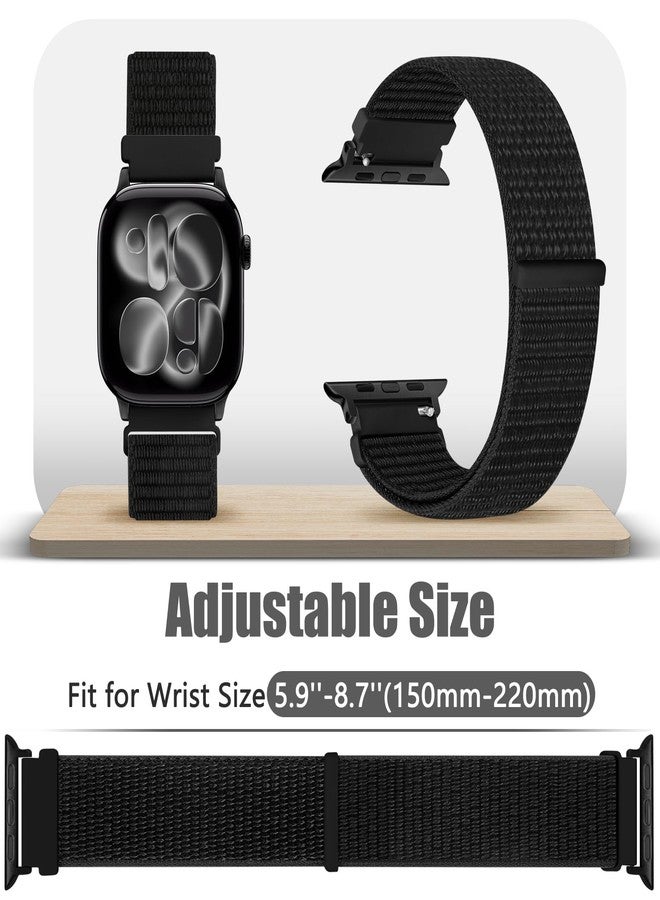 Bcuckood أساور رياضية من النايلون من Bcuckood متوافقة مع ساعات Apple Watch بمقاسات 49 مم، 45 مم، 46 مم، 44 مم، 42 مم، 41 مم، 40 مم، و38 مم، للرجال والنساء. أساور رياضية قابلة للتعديل بحلقة واحدة لساعات iWatch Series 10، 9، 8، 7، 6، 5، 4، 3، SE، Ultra، 2، 1. عبوة من 3 قطع. - Image 5