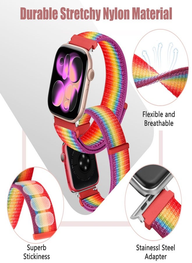 Bcuckood أساور رياضية من النايلون من Bcuckood متوافقة مع ساعات Apple Watch بمقاسات 49 مم، 45 مم، 46 مم، 44 مم، 42 مم، 41 مم، 40 مم، و38 مم، للرجال والنساء. أساور رياضية قابلة للتعديل بحلقة واحدة لساعات iWatch Series 10، 9، 8، 7، 6، 5، 4، 3، SE، Ultra، 2، 1. عبوة من 3 قطع. - Image 3