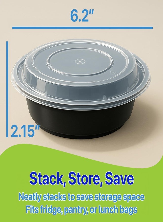 Pokanic Meal Prep Containers Round [10 Set] x [16 oz] with Lids, 1 compartment, Stackable, Reusable, Leakproof, Food Safe, Microwave, Freezer & Dishwasher Safe for Food Prep Storage (10 Set, 16 oz) - Image 2