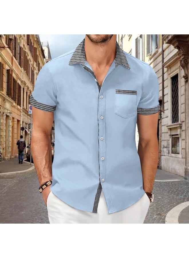 Men Cotton Linen Shirts Summer Spring Turn Down Collar Buttonshort sleeve Office Man Workwear Tops  - Image 1
