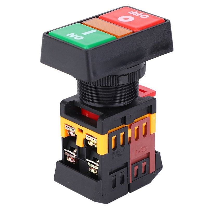 مفتاح ضغط مزدوج PPBB-30N بمصباح LED، زر مؤقت لتفعيل وإيقاف التشغيل (380 فولت تيار متردد) - Image 1