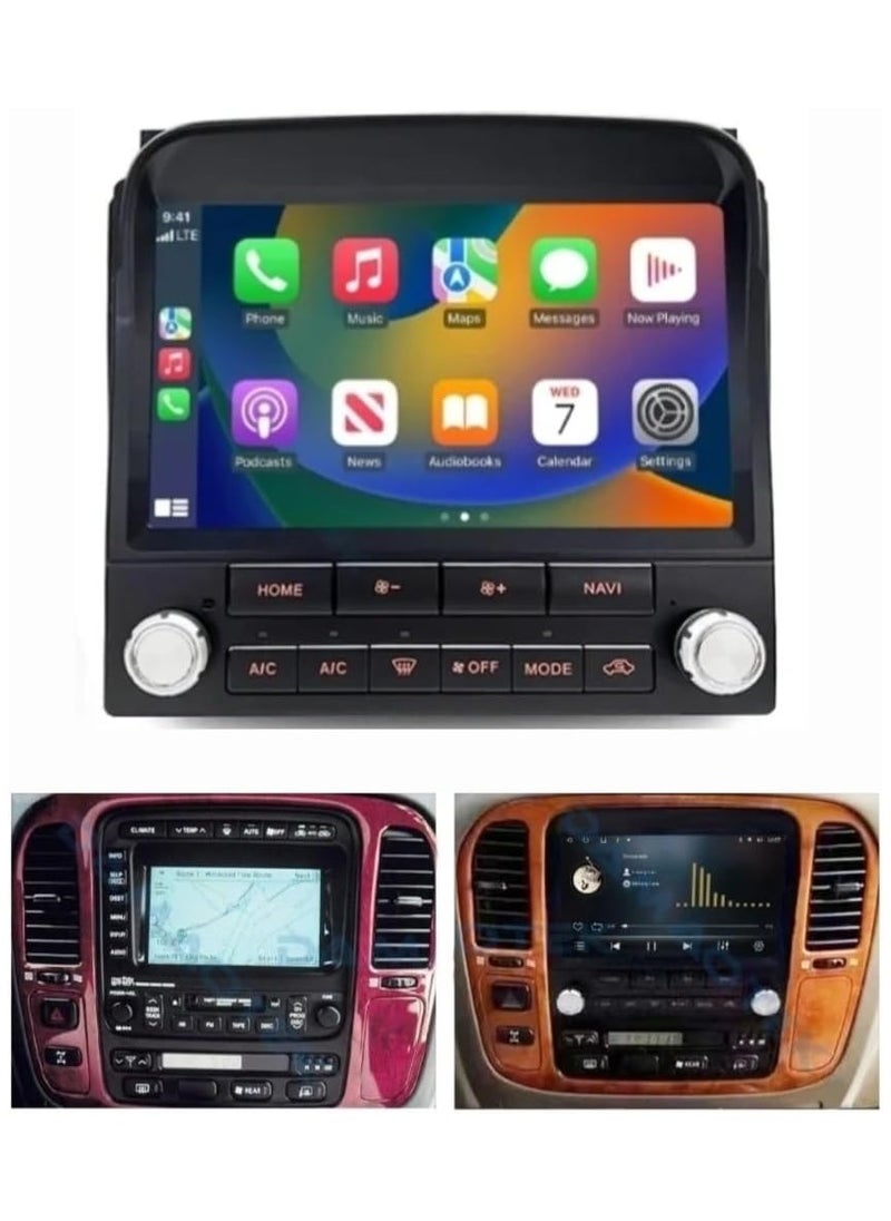 فيريكس شاشة ستيريو سيارة أندرويد لسيارات لكزس LX470 وتويوتا لاند كروزر LC100 1998-2003، خيار كامل للتحكم في مناخ السيارة، ذاكرة وصول عشوائي 4 جيجابايت، دعم Apple Carplay، أندرويد أوتو، واي فاي 4G، USB، كاميرا AHD متضمنة  - Image 1