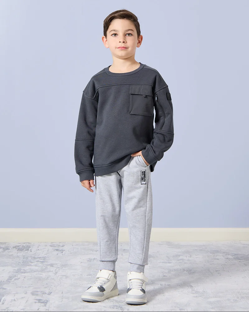 Redtag Boys Charcoal Embellished Sweatshirt
