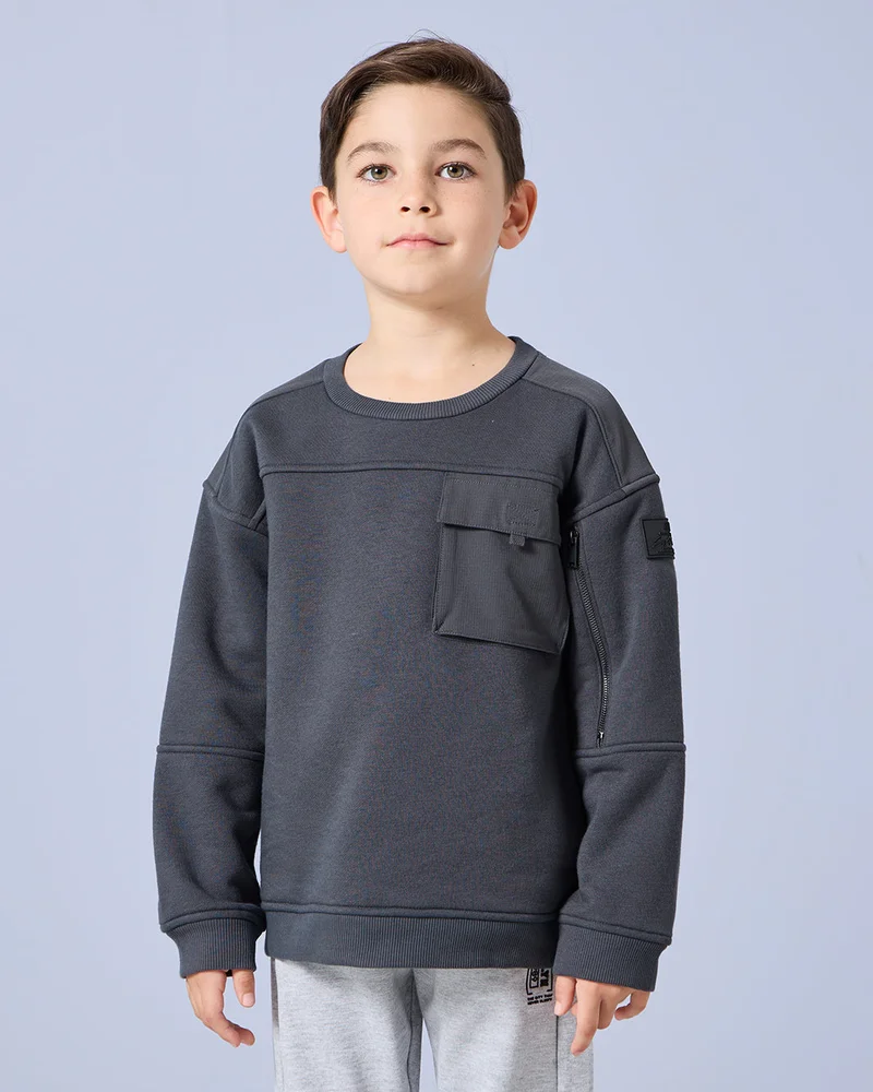 Redtag Boys Charcoal Embellished Sweatshirt