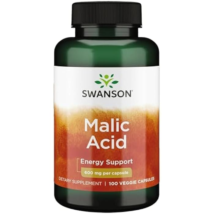 Swanson Malic Acid - Natural Supplement Promoting Cellular Energy Production - Supplement Formula to Help Nourish & Energizes Muscles - (100 Veggie Capsules, 600mg Each) - Image 1