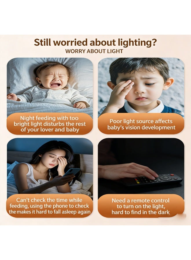Rechargeable Remote-Controlled Full-Spectrum Eye-Protection Clock Night Light, 3-Color Temperature Dimmable Baby Nursery Lamp - Image 3