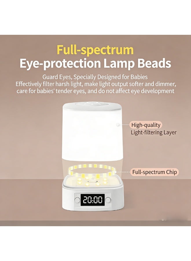 Rechargeable Remote-Controlled Full-Spectrum Eye-Protection Clock Night Light, 3-Color Temperature Dimmable Baby Nursery Lamp - Image 4