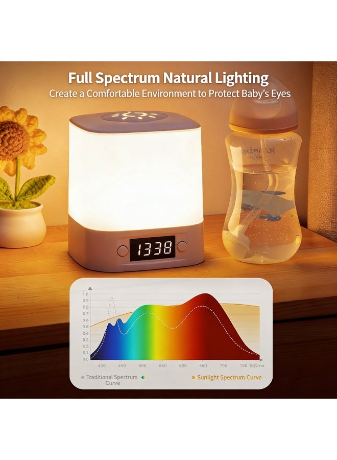 Rechargeable Remote-Controlled Full-Spectrum Eye-Protection Clock Night Light, 3-Color Temperature Dimmable Baby Nursery Lamp - Image 5