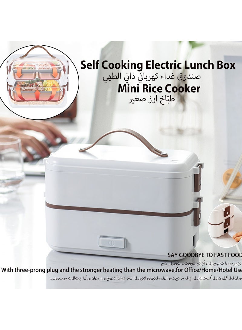 Acotsun Electric Lunch Box,15 Minutes Fast Heating,2 Tier 800ML Detachable 304 Stainless Steel Containers for Men,Women & Adults-Portable Food Warmer for Car, Truck, Office  - Image 2
