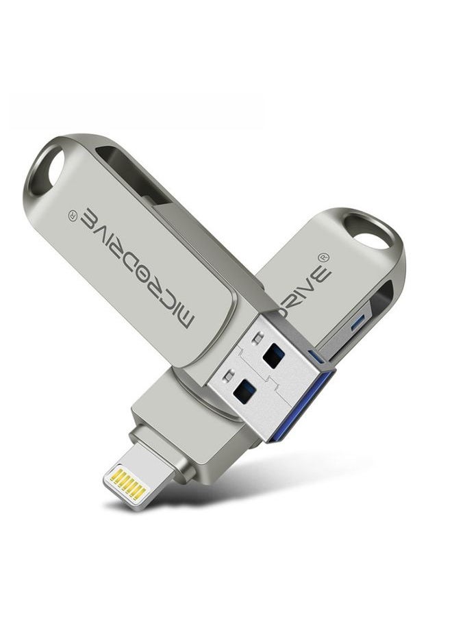 BURAQ MicroDrive 2 In 1  8 Pin + USB 2.0 Portable Metal USB Flash Disk, Capacity:16GB(Silver)  - Image 1