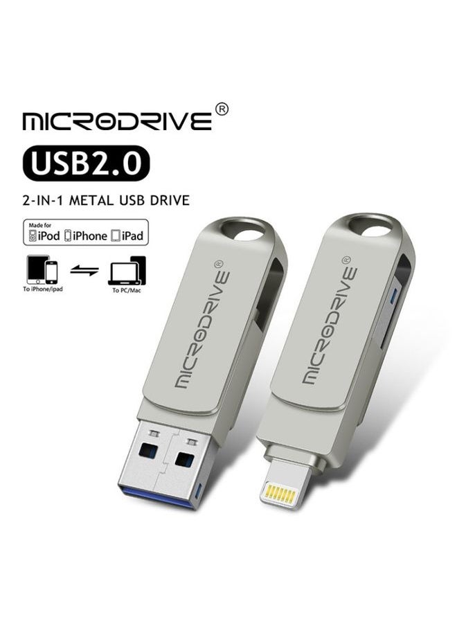 BURAQ MicroDrive 2 In 1  8 Pin + USB 2.0 Portable Metal USB Flash Disk, Capacity:16GB(Silver)  - Image 2