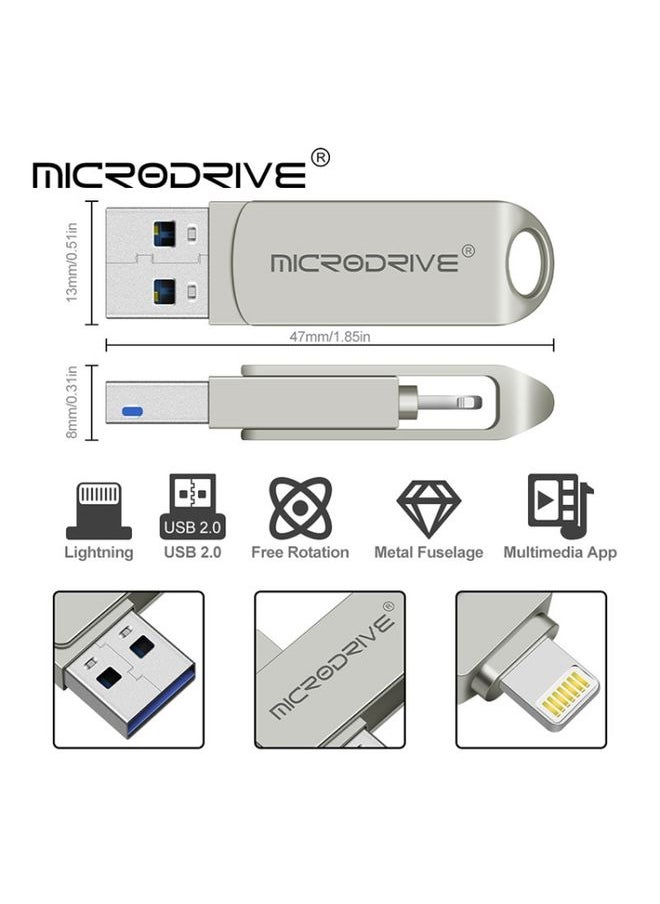 BURAQ MicroDrive 2 In 1  8 Pin + USB 2.0 Portable Metal USB Flash Disk, Capacity:16GB(Silver)  - Image 3