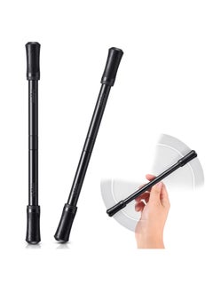 2-Pack Finger Spinning Pen Set, Rolling Pen Stunt Game with Tutorial, Stress Relief and Brain Training for Kids, Adults, Students, and Beginners (Black and Silver)